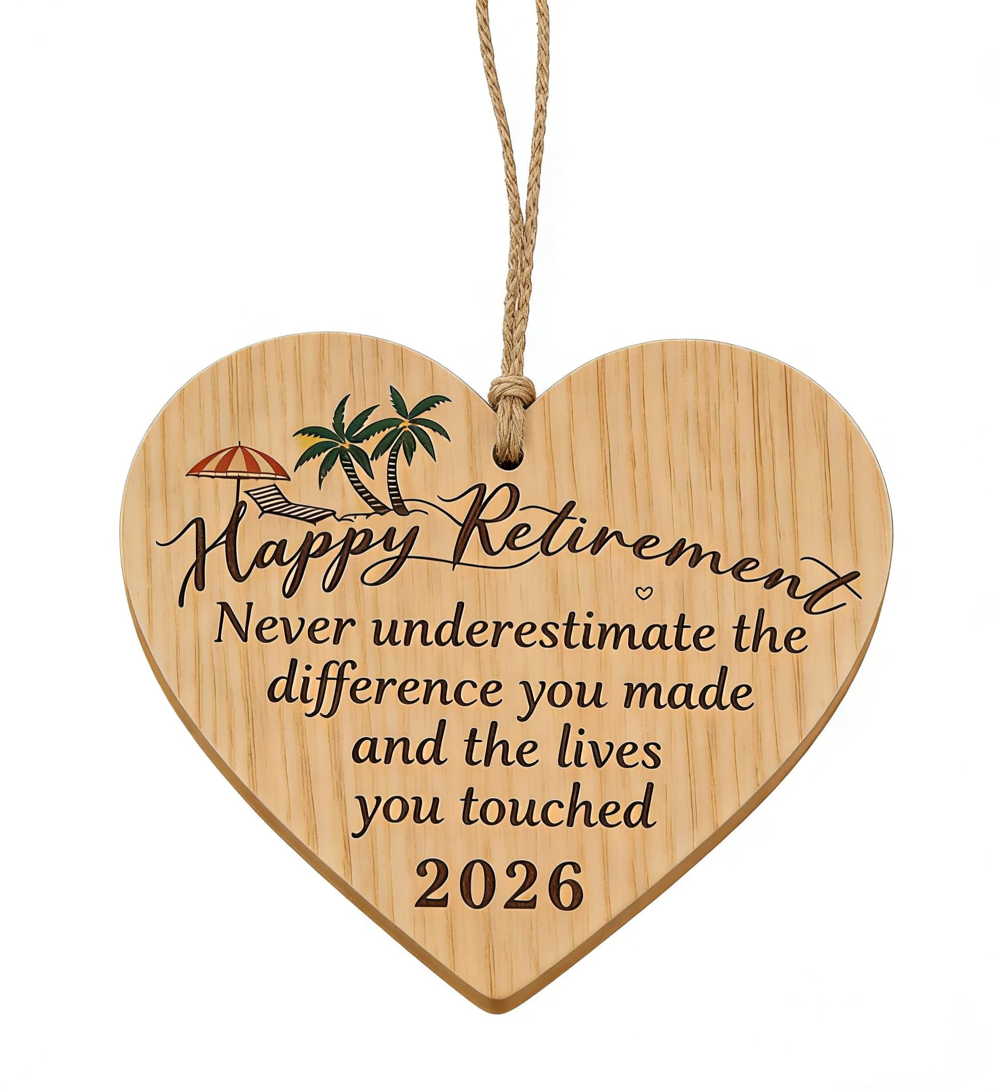 Minwegi Women's Wooden Retirement Gift Heart Shaped Plaque - 2026 Commemorative Keepsake For Colleagues, Friends (10X10cm, Eco-Friendly Hanging Decor)
