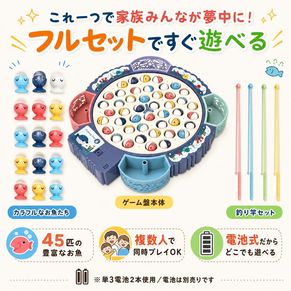 Amazon | Hyack 釣り おもちゃ さかなつり マグネット 電動 くるくる