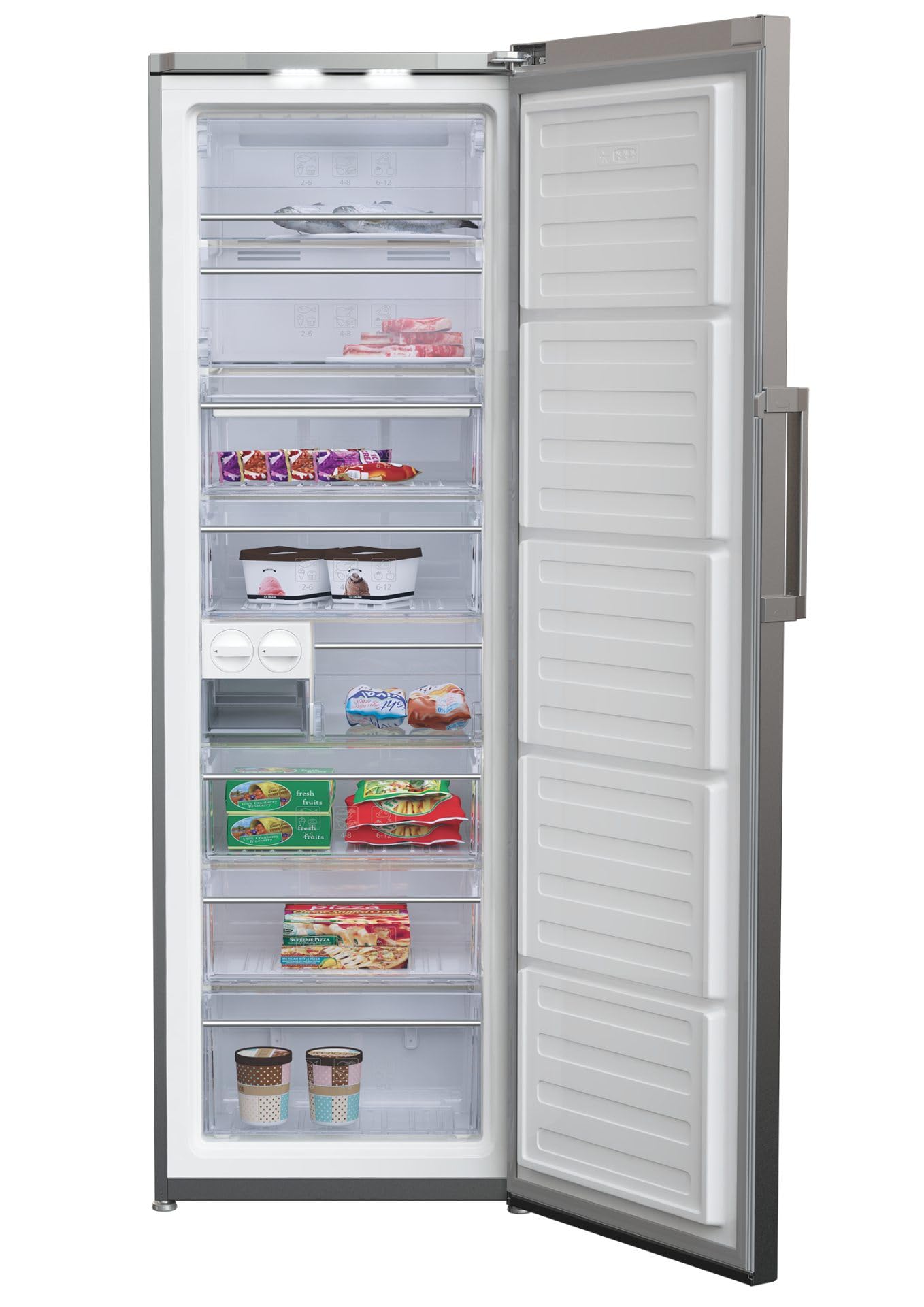 Beko - RFNE312E43XN - Congelatore Verticale a Cassetti, Total No Frost, 275 Litri, Display LED - Inox, 59,5 x 65,5 x h185 cm