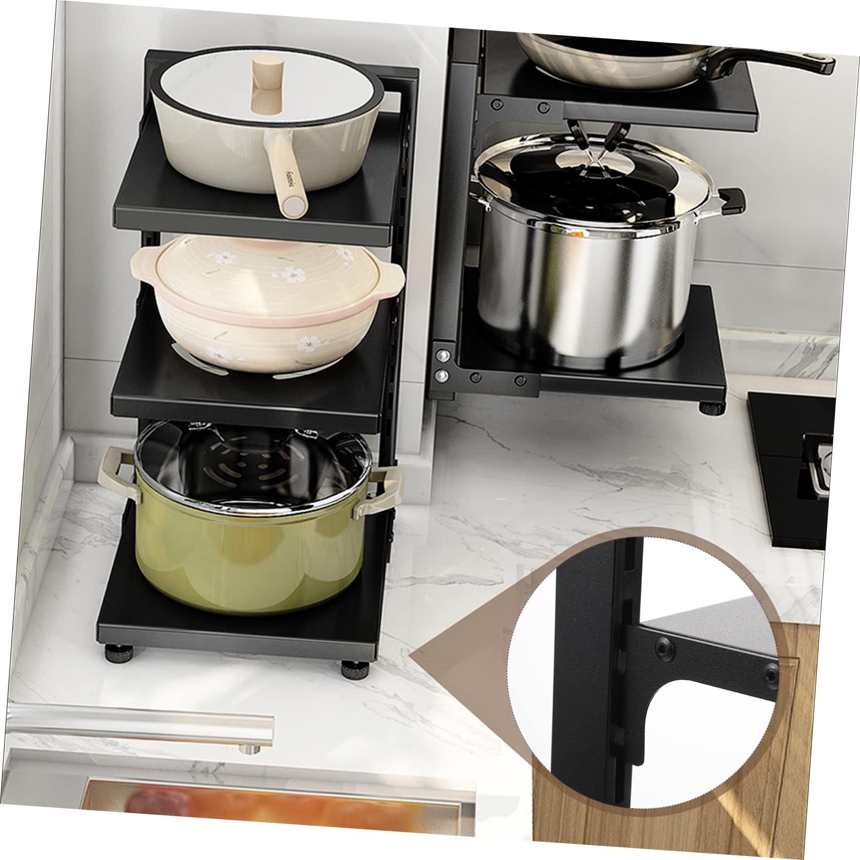 Alipis Organisateur de Casseroles et Poêles à 3 Niveaux en Acier Carbone
