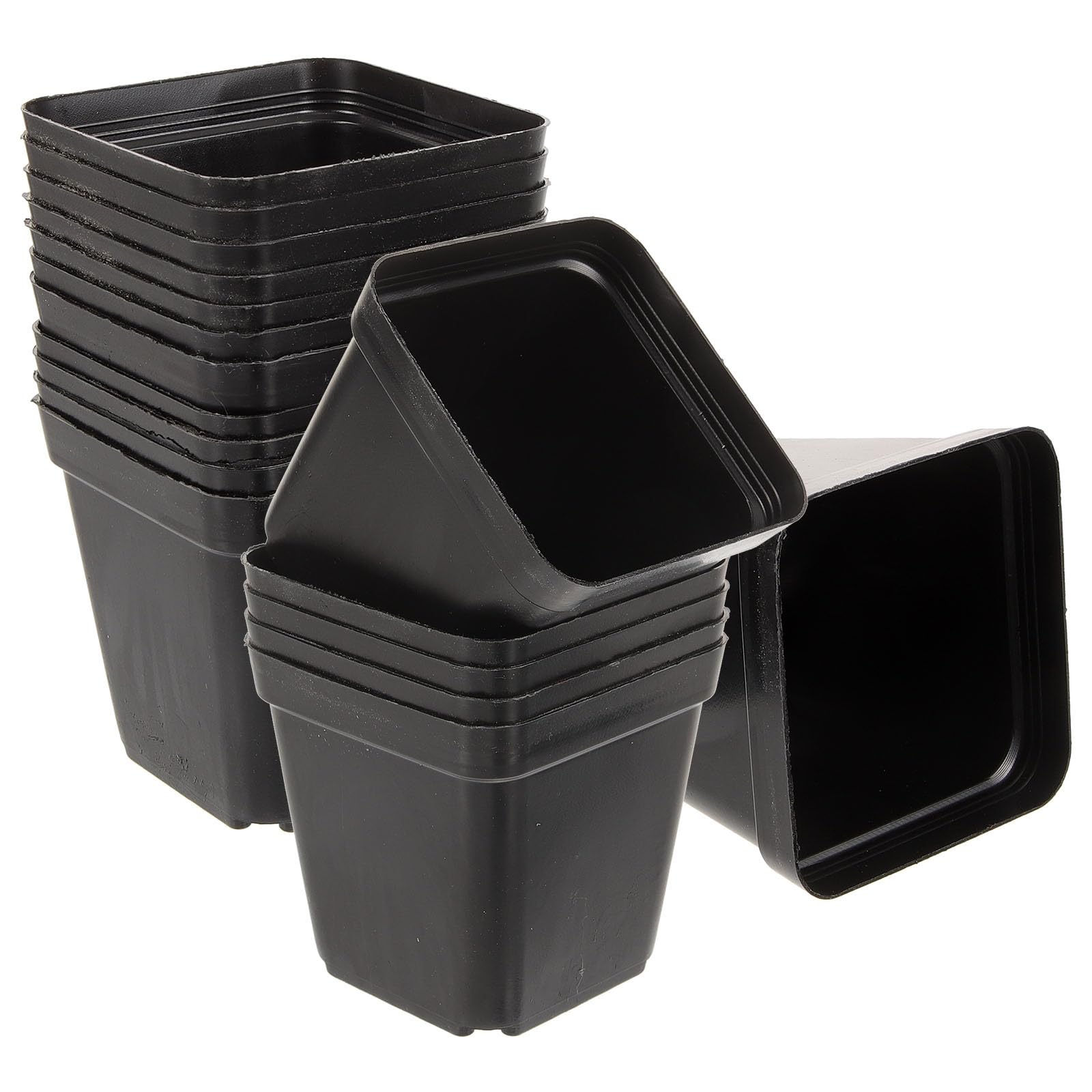 Gadpiparty Lot de 120 Pots en Plastique Noirs Carrés pour Semis avec Trous de Drainage, Réutilisables, Culture de Succulentes et Fleurs en Intérieur ou Extérieur