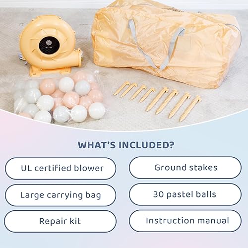 Miniatura 18 de Bounceland Daydreamer - Casa inflable de algodón de azúcar [sin soplador], gorila pastel con tobogán, 8.9 pies de largo x 7.2 pies de ancho x 6.7