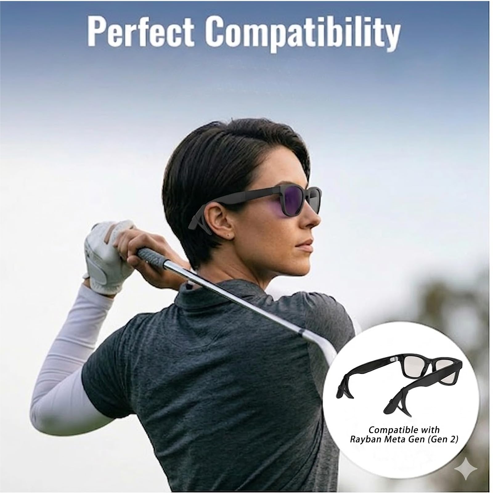 Agarre ajustable para gafas compatible con Oakley Meta HSTN/Vanguard, Ray-Ban Meta Gen 1/Gen 2/Wayfarer/Skyler/Headliner, retenedores de silicona antideslizantes, suaves y cómodos