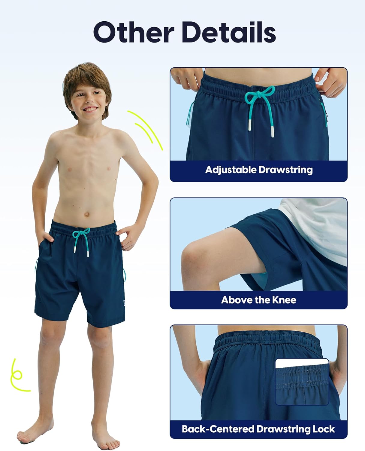 maamgic Boys Swim Trunks Compression Liner Stretch Teen Boy Swim Shorts Anti-Chafe Bathing Suits with Zipper Pocket - Image 5