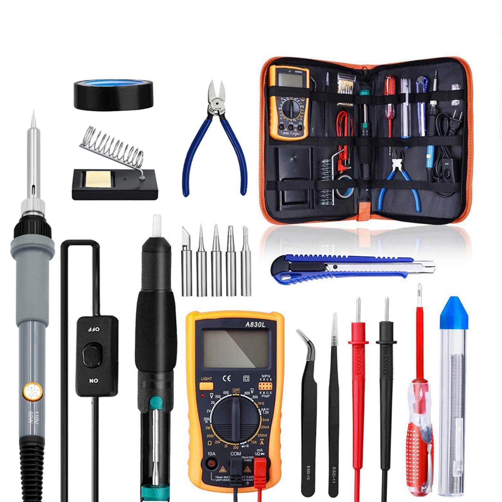 kit saldatore Kit di saldatura, strumento di saldatura regolabile temperatura elettrica saldatura saldatura saldatura stazione di saldatura (Color : Gr�, Size : US)