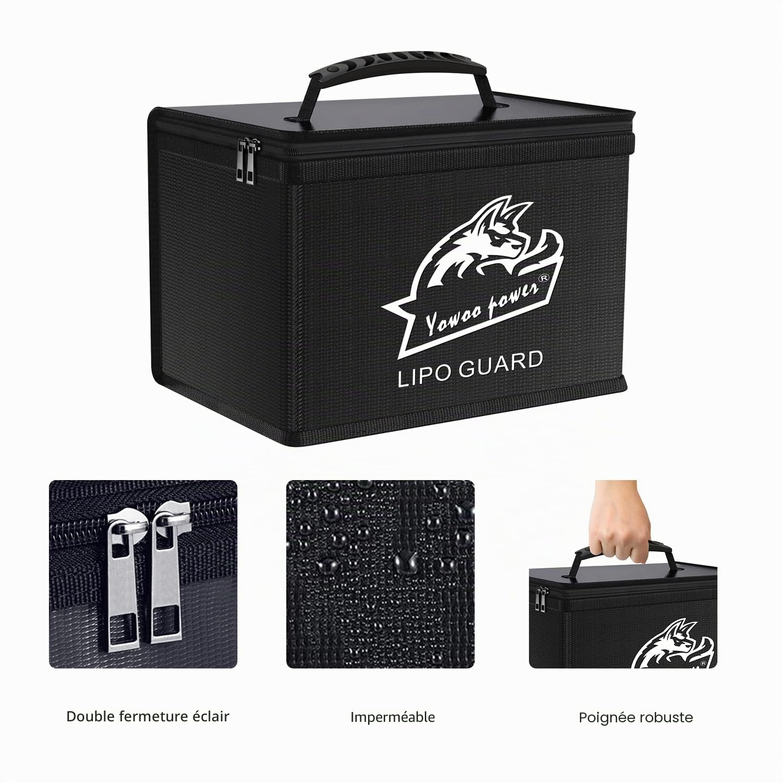 YOWOO Lipo Safe Bag Sac de sécurité Lipo Sac Ignifuge et antidéflagrant Batterie Lipo de Grande Capacité Boîte de pour Le Stockage et la Charge de la Batterie Lipo (10,63 x 6,69 x 6,69 Pouces)