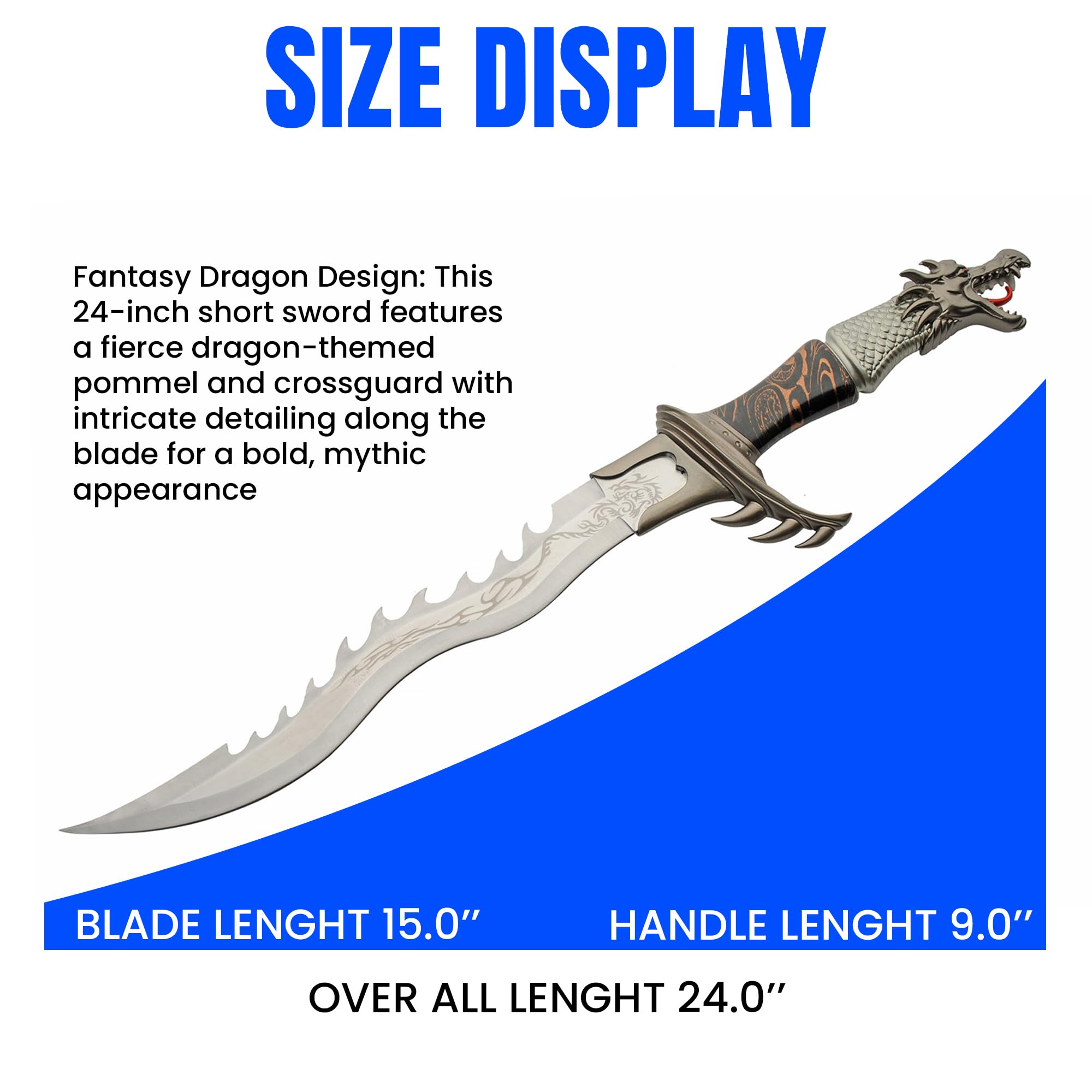 Amazon.com: SZCO Dragon Fang Fantasy Sword – 24” Stainless Steel