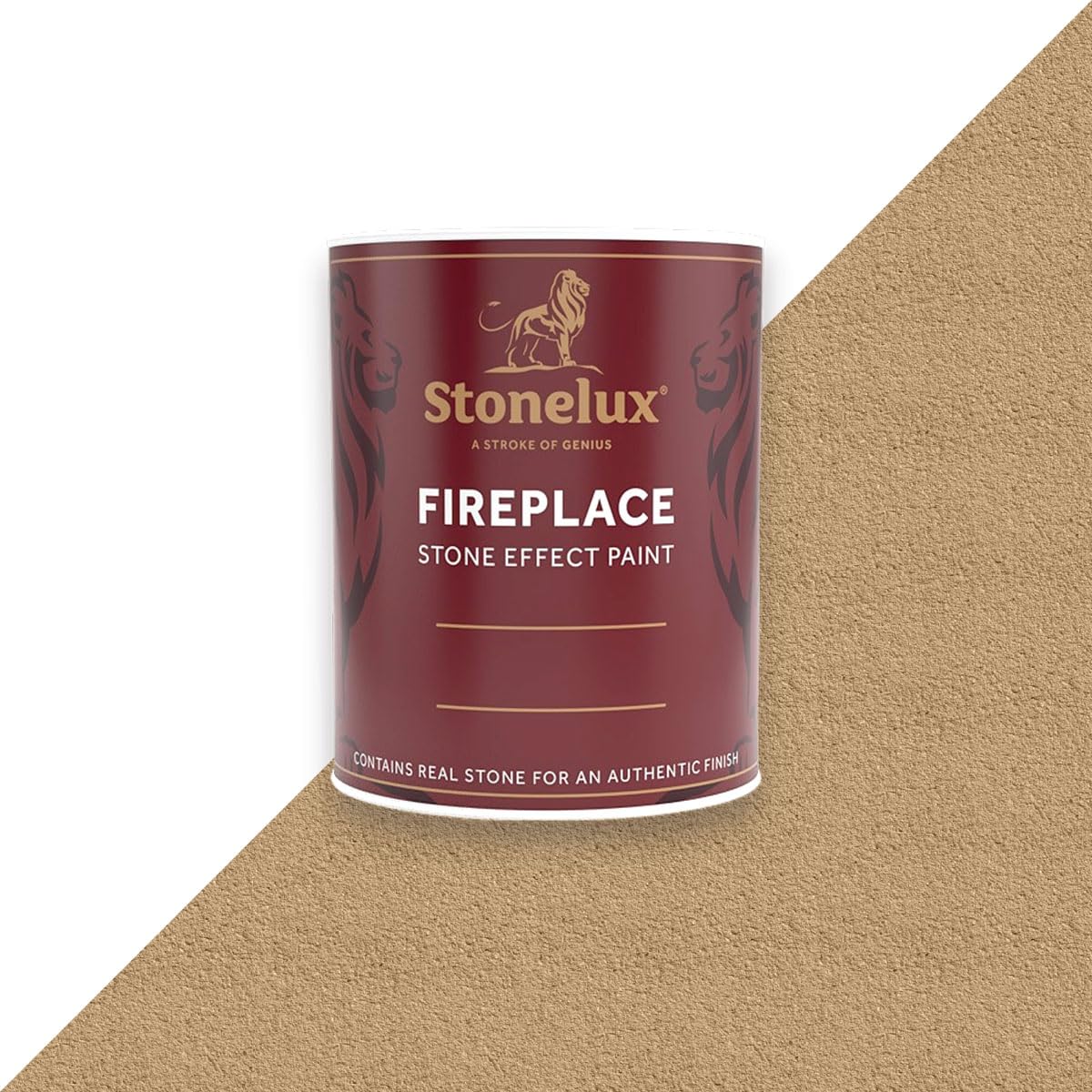 StoneLux® Fireplace Paint – Stone Effect Heat Resistant Paint for Fire Surrounds, Hearths and Inglenooks RICH BUFF 17 1 Litre