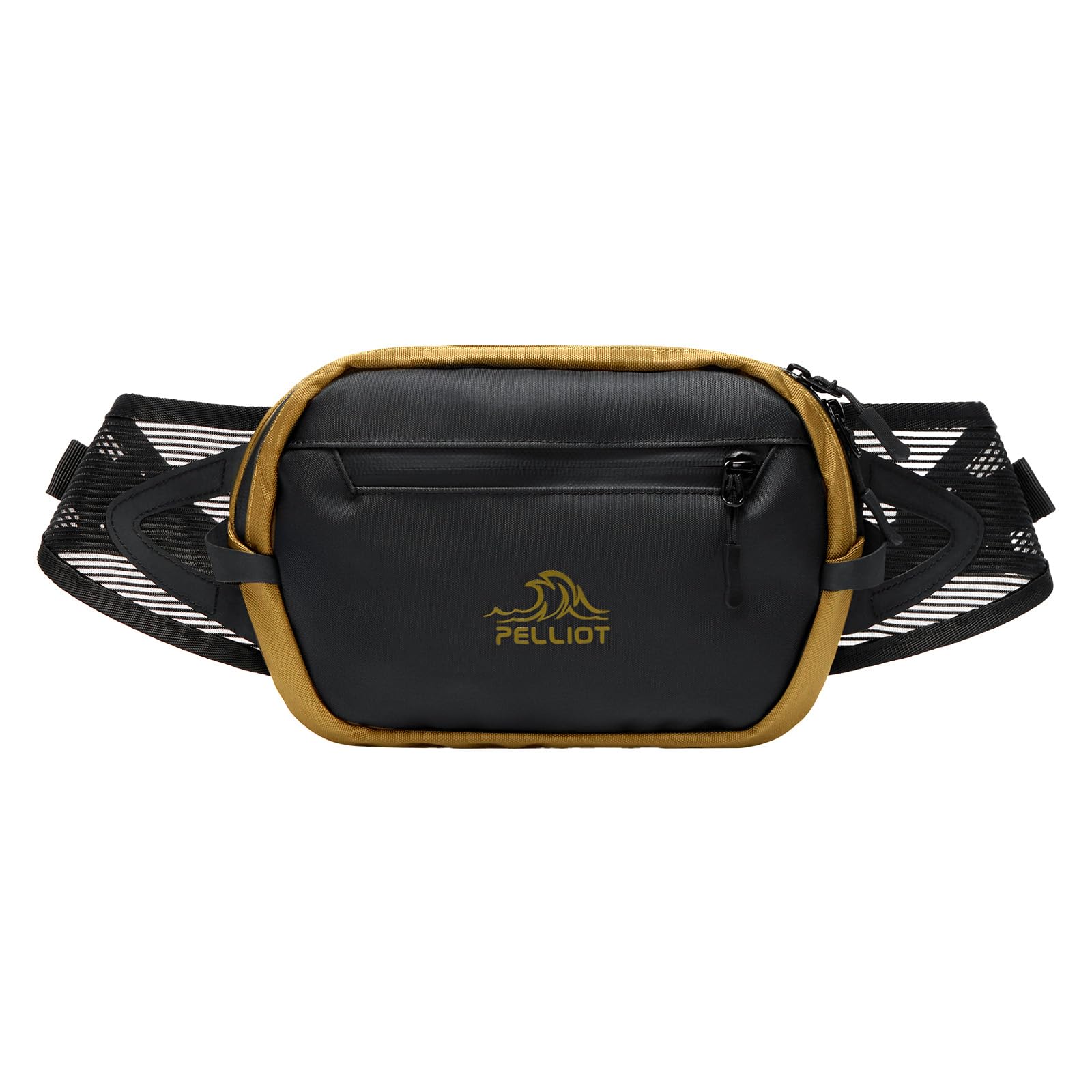 PELLIOT Fanny Pack for Women Men Lightweight Belt Bag Water Repellent Crossbody Bag for Hiking Traveling Cycling Commuting Black Gold