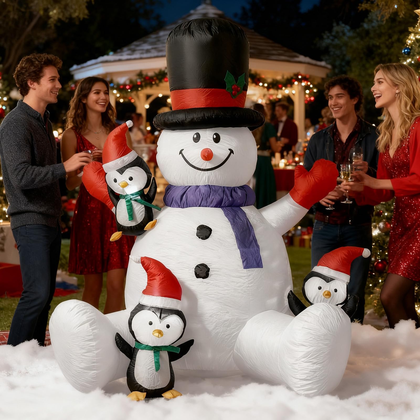 Muñeco De Nieve Inflable Navideño Inflable Estacional Con Luces LED RGB Y 3