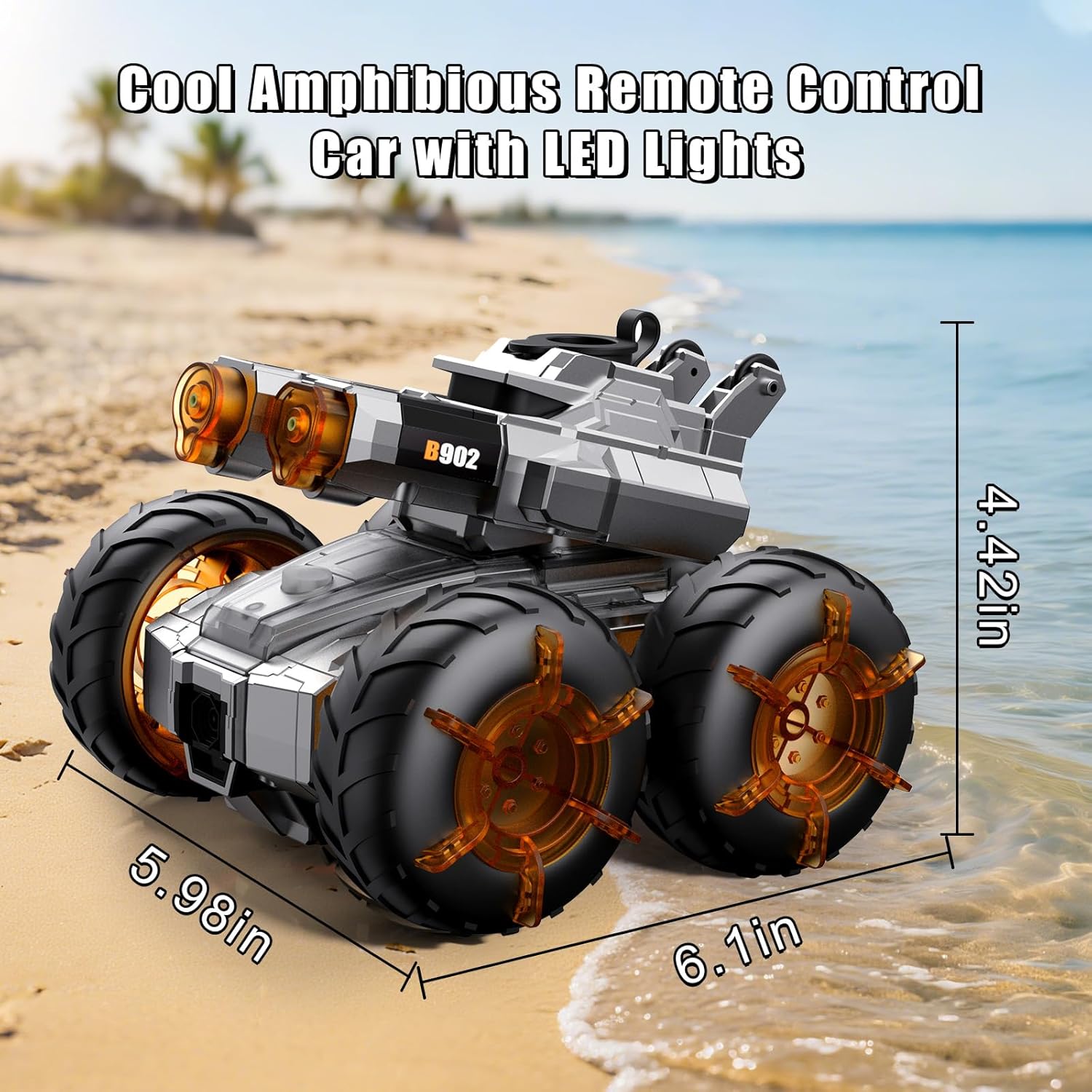 Amphibious Remote Control Car with Water Gun, Waterproof RC Monster Truck Toys 4WD All-Terrain RC Cars, Gesture Sensing Rc Stunt Car, RC Trucks Toys Gifts for 8 9 10 11 12 Year Old Boys