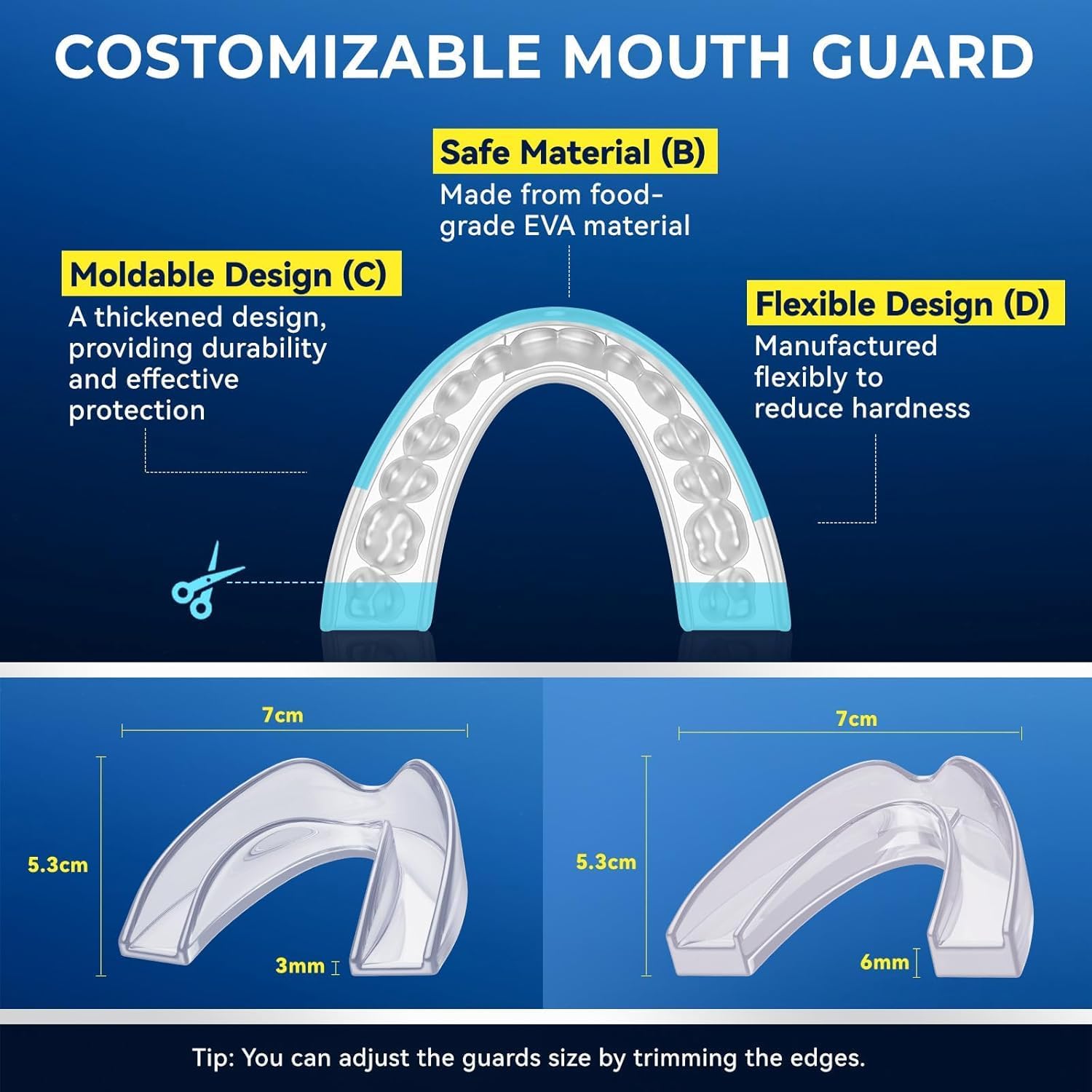 Mouth Guard for Grinding Teeth at Night: Mouth Guard for Sleeping - Comfortable & Reusable Night Guards for Teeth Grinding with Retainer Case