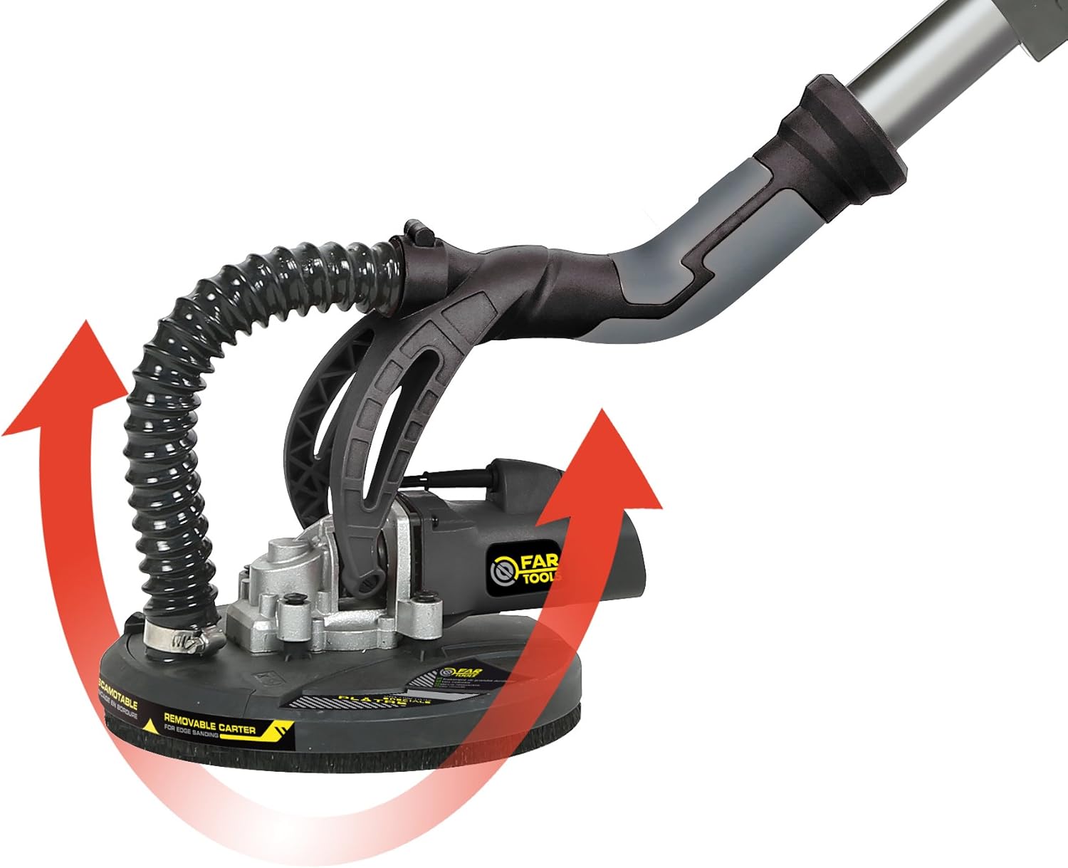 Diagram showing the red arrow movement of the Fartools DWS 710E sanding head