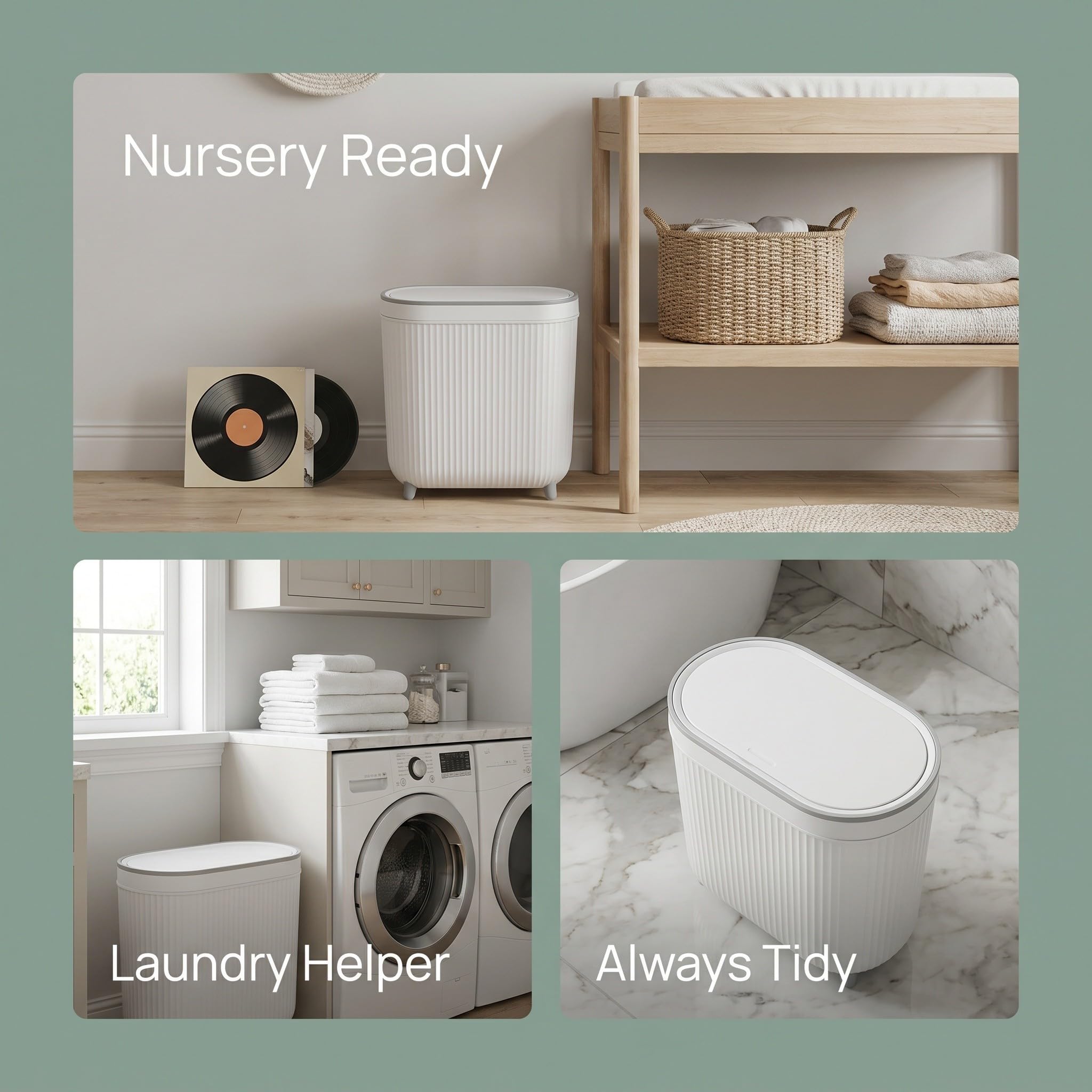 iplusmile Papelera Delgada con Tapa de Plástico Capacidad 12 para Baño
