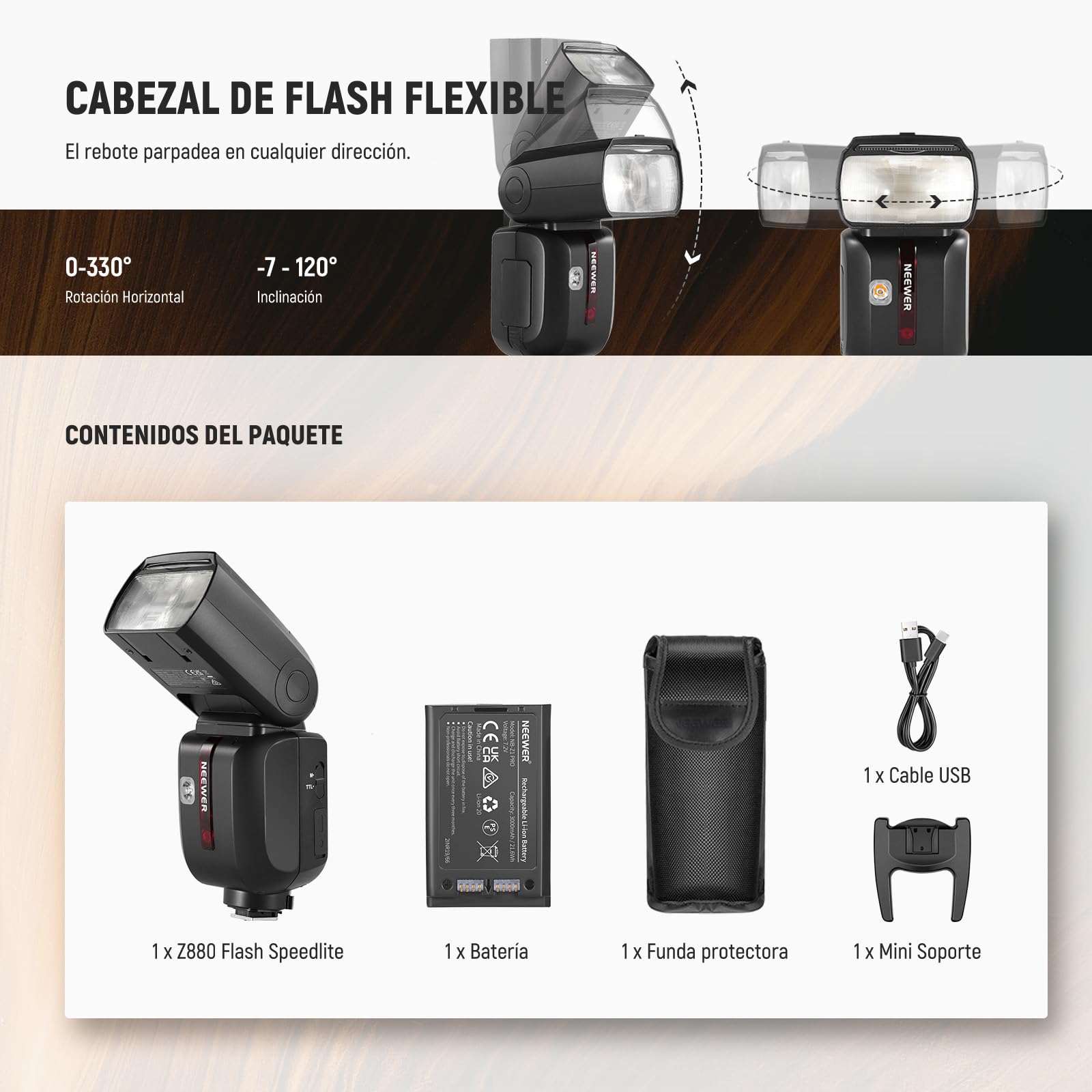 NEEWER Z880-S 2,4G 76Ws TTL Flash Speedlite para Sony Cámara UI Actualizada Lámpara Modelado Ajustable TTL/M Interruptor Rápido Tecla TCM 1/8000s HSS 7,2V/3000mAh Batería 600 Flash Potencia Completa