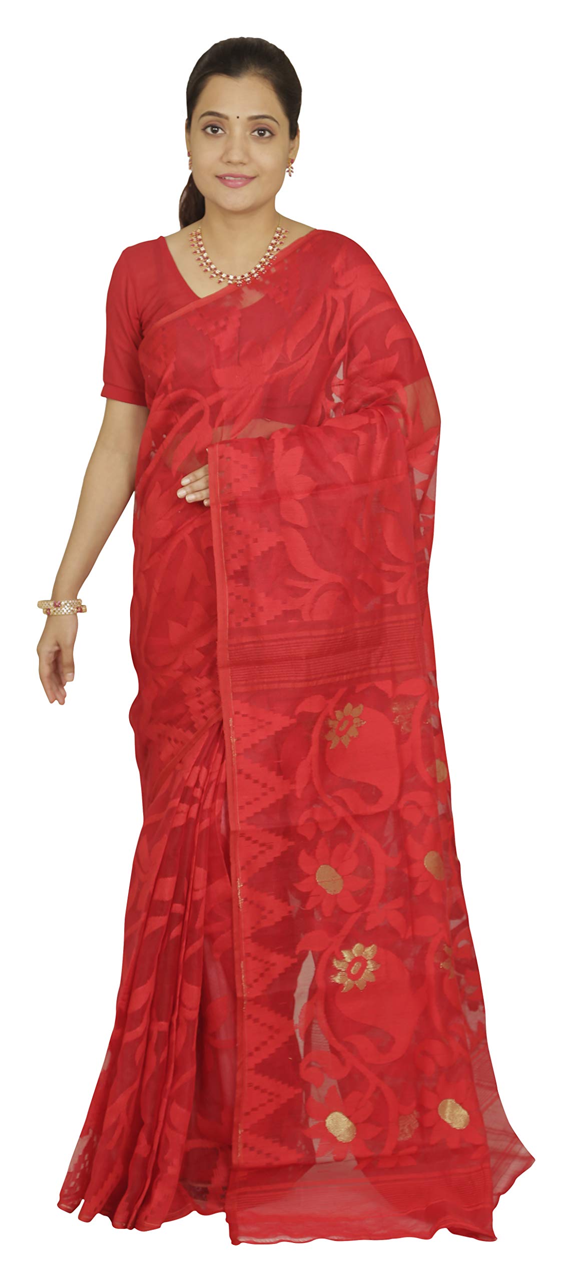 CHHANDA HANDLOOM SAREES Elegant Cotton Silk Saree For Women Lightweight and Vibrant Look, Your ideal match for Red Saree,Perfect for Party,weddings,festivals - (With Blouse Piece)