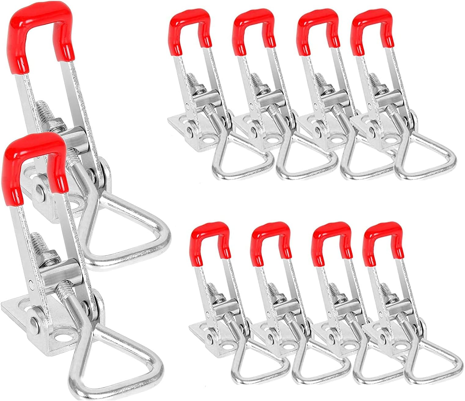 10 Pack Heavy Duty Adjustable Toggle Clamp, 360lbs Holding Capacity 4001 Style Quick Release Toggle Pull Latch Hasp Clamp for Door, Box Case Trunk, Smoker Lid