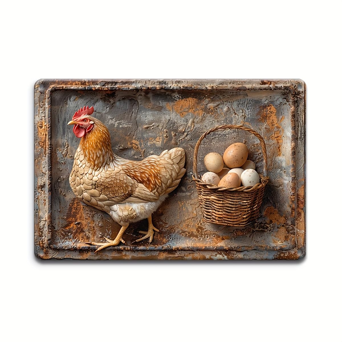 Kwqdozf As Pic Vintage Chicken And Fresh Eggs Aluminium Metal Tin Sign 12X16 Inch Tin Post