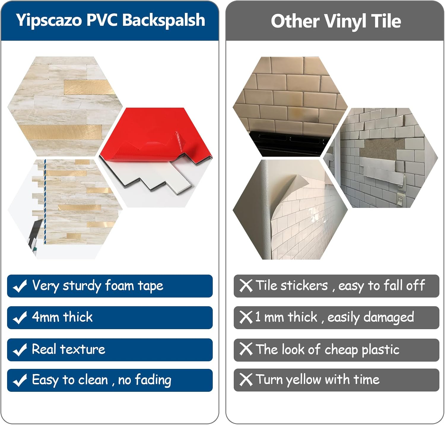 Yipscazo 20 Sheets Peel and Stick Stone Metal Tile Backsplash, Stick on Tiles for Backsplash Kitchen, Bathroom, Laundry Room, Camper, Fireplace (12'' X 12'', Beige Stone with Gold)