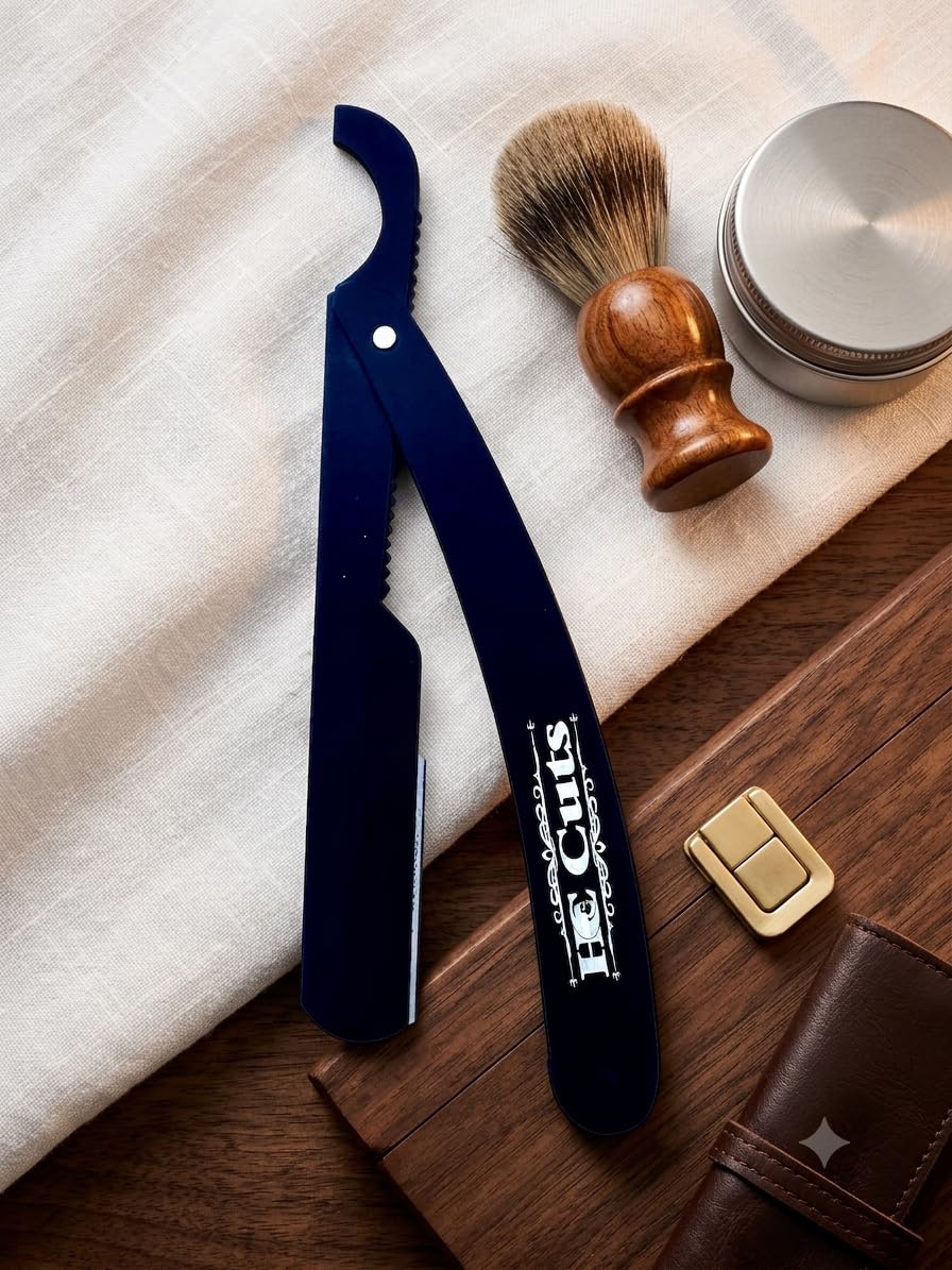 Turkish Straight Razors for Men, Black Matte Powder Coating