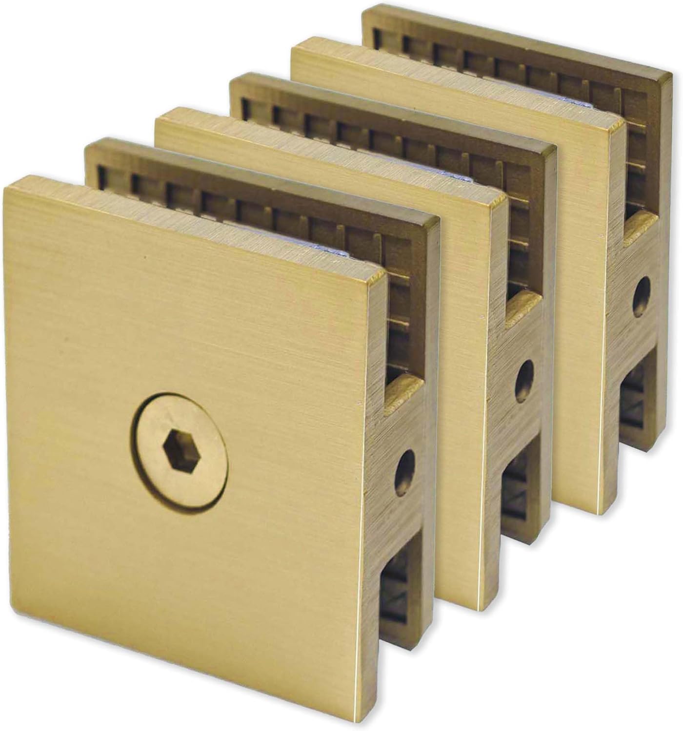 Brushed Nickel Glass Clamp for Bathroom, 2PCS Shower Door Clamps for 1/4" to 1/2"(6-12mm) Tempered Glass, U-Clamp for Shower Door