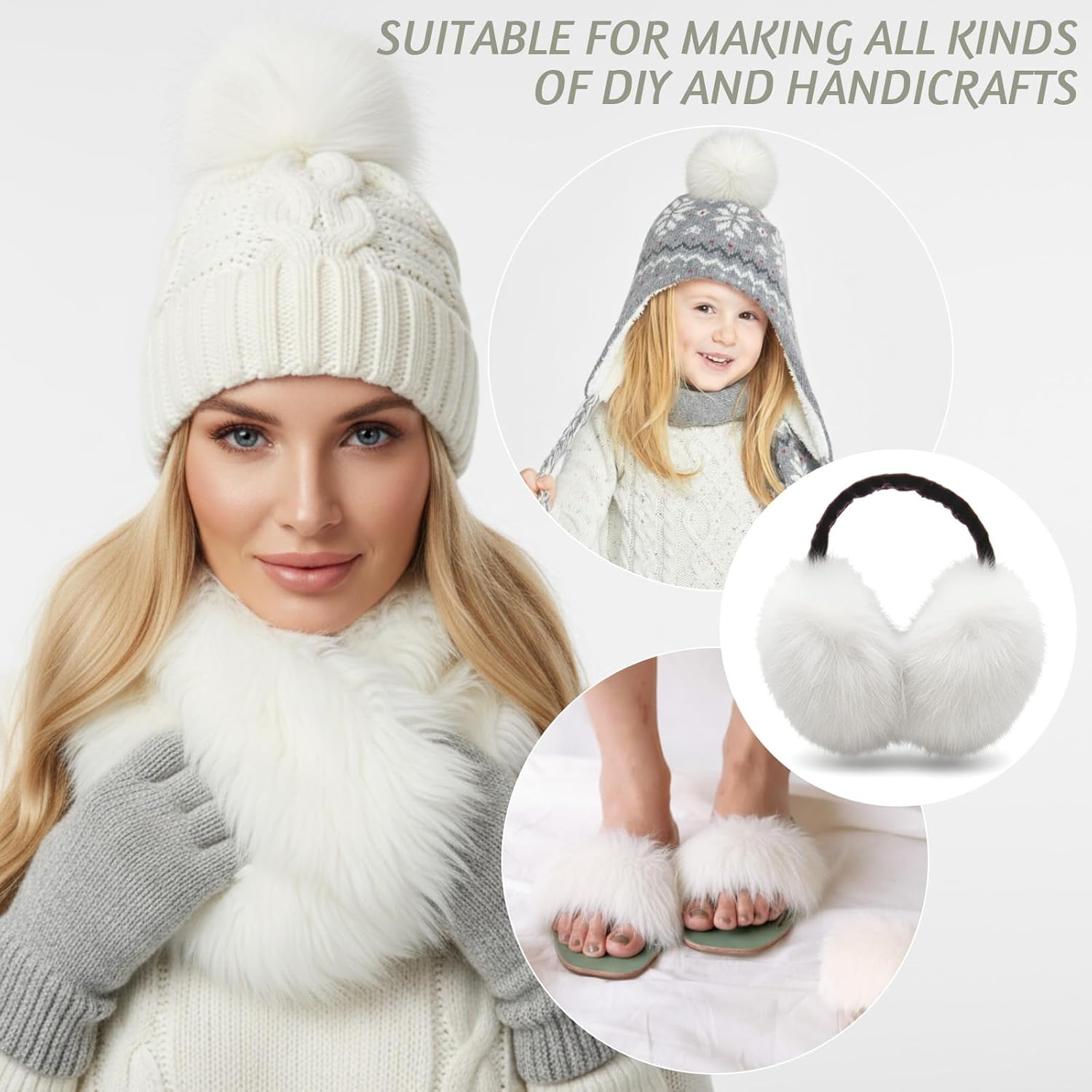 Tatuo 24 x 60 Inch White Faux Fur Fabric Halloween Fluffy Fuzzy Craft Fake Fur Cuts Shaggy Synthetic Plush Patch Sewing DIY Winter Christmas Costume Gnome Beard Miniature Dolls Rugs Mat Gift