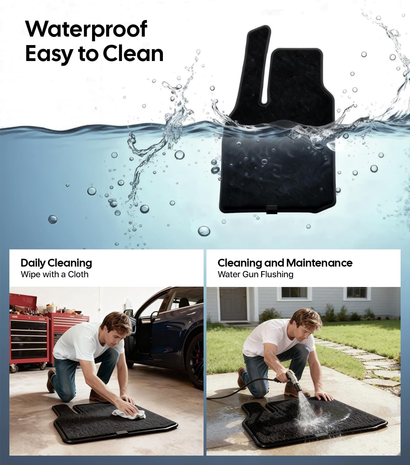 Wigoo Tesla Model Y Juniper Accessories Floor Mats [All-Weather Protection, Custom Fit Design] Waterproof Nylon Floor Liners for Model Y Juniper 2025 2026 (Premium & Performance), 3PCS