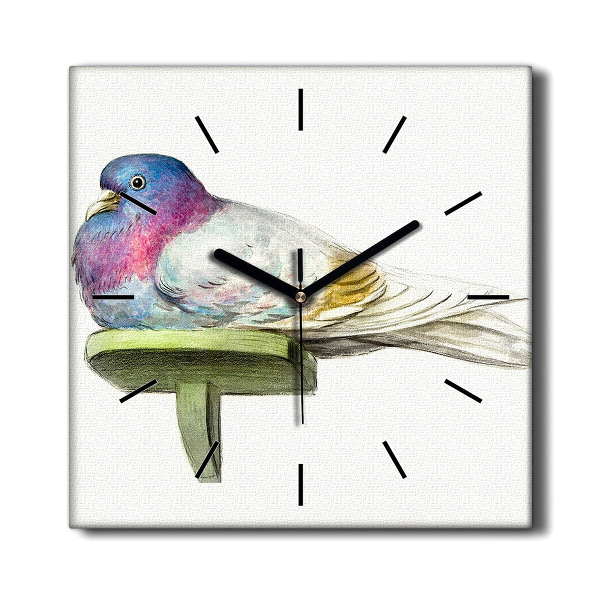 Horloge Murale Le Salon Toile Oiseau Coloray Décoration Silencieuse