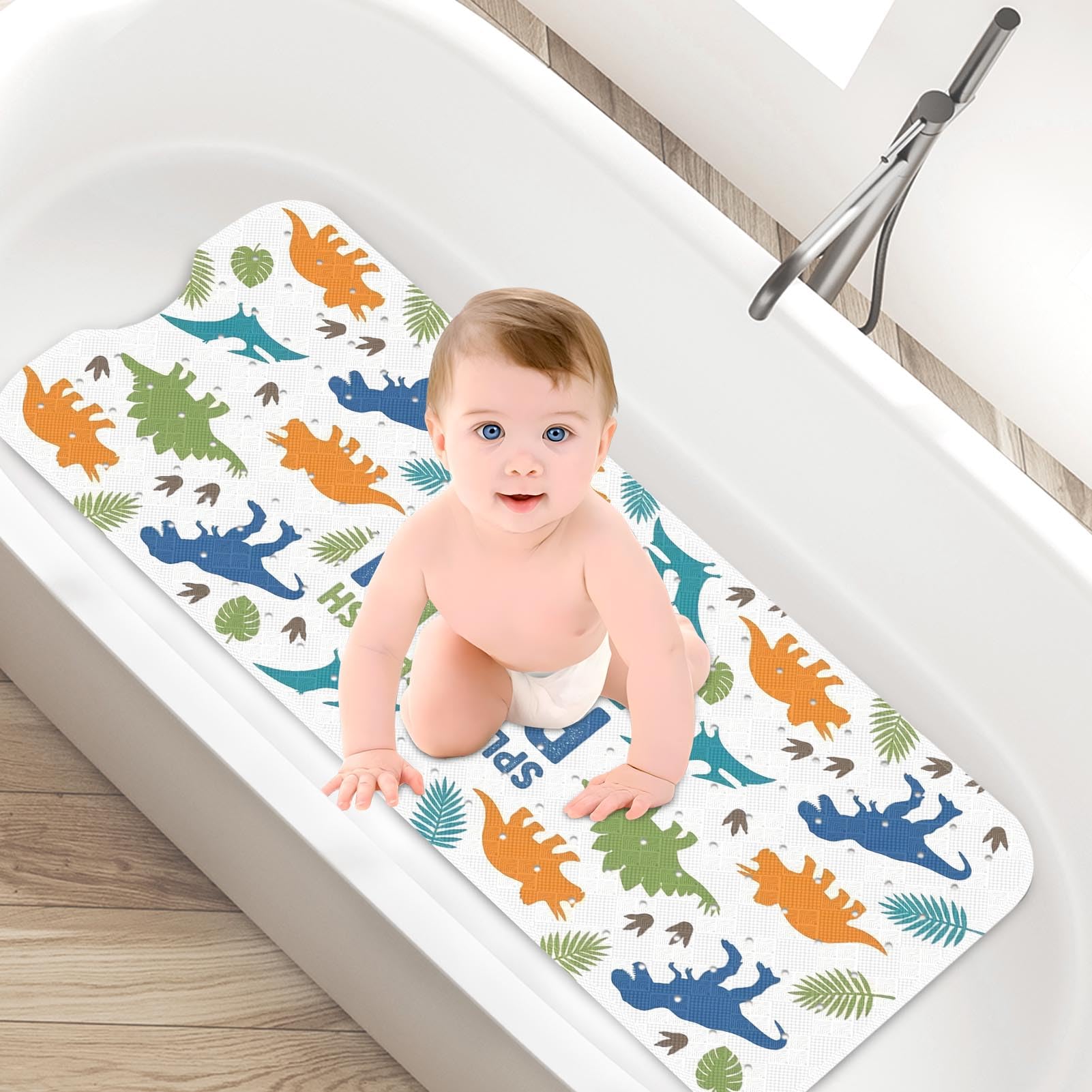 Tapis de bain antidérapant extra long 101x40 cm lavable en machine pour baignoire
