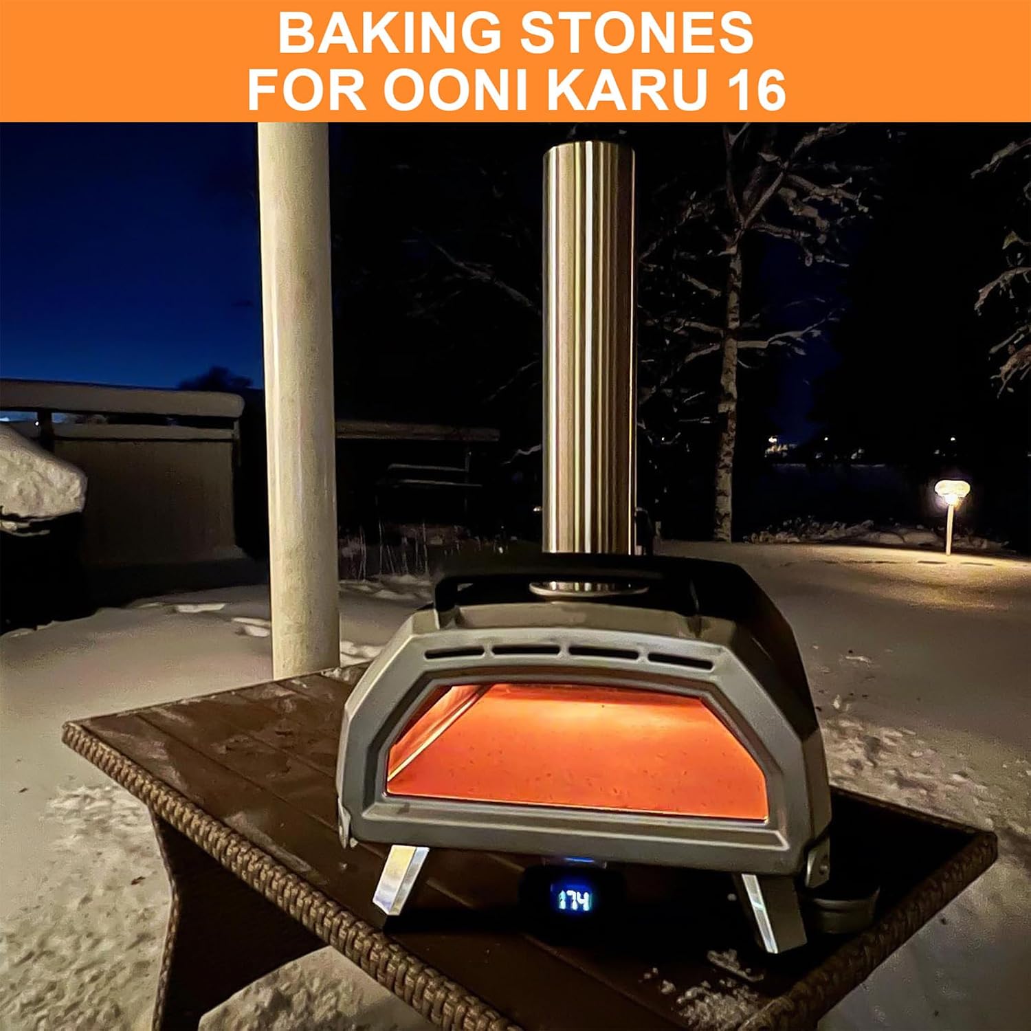 SafBbcue Cordierite Stone Baking Board for Ooni Karu16 Pizza Oven - Square, Beige, 17" x 17", 7.7 inches Thick - Perfect for Pizza, Bread, and Cookies