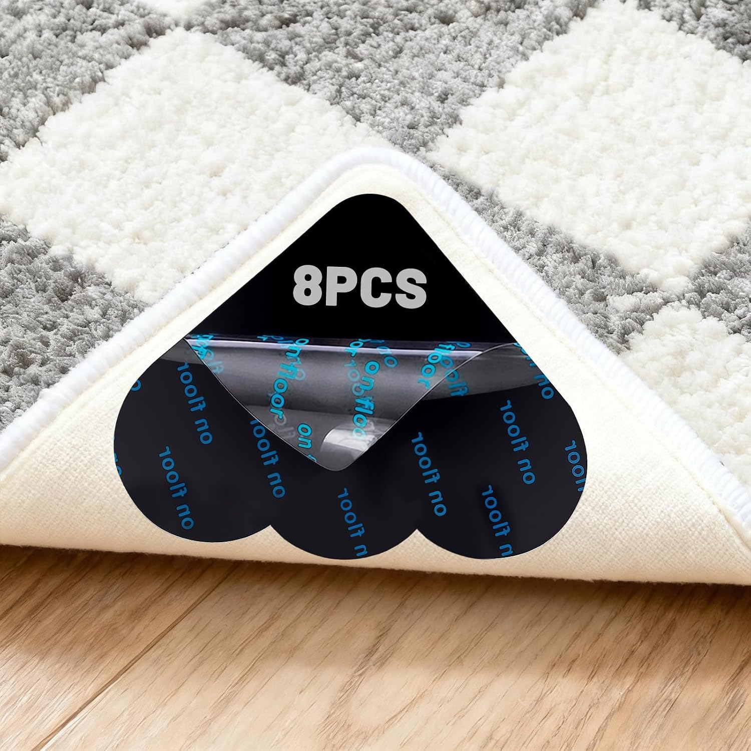 8 Pcs Carpet Anti-Slip Stickers, Washable and Reusable Anti-Curl Rug Gripper, for Laminate Flooring, Wooden Flooring, Tile Flooring, Triangular Cloud Shape Carpet Grippers