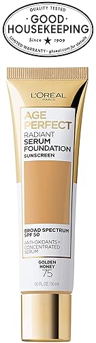 Vista 45 de L'Oreal Paris Age Perfect - Base de suero radiante con factor de protección solar (SPF) 50, marfil, 1 onza líquida 010 Marfil