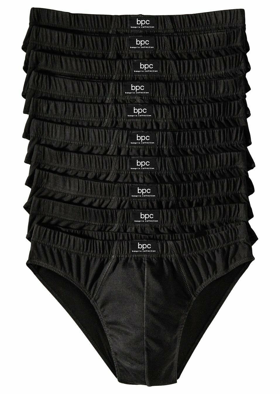 10er-Pack Herrenslips Slip aus Baumwolle Unterhosen Männer Unterwäsche, Größe 4, 5, 6, 7, 8, 9, 10, 12, L=6, Schwarz