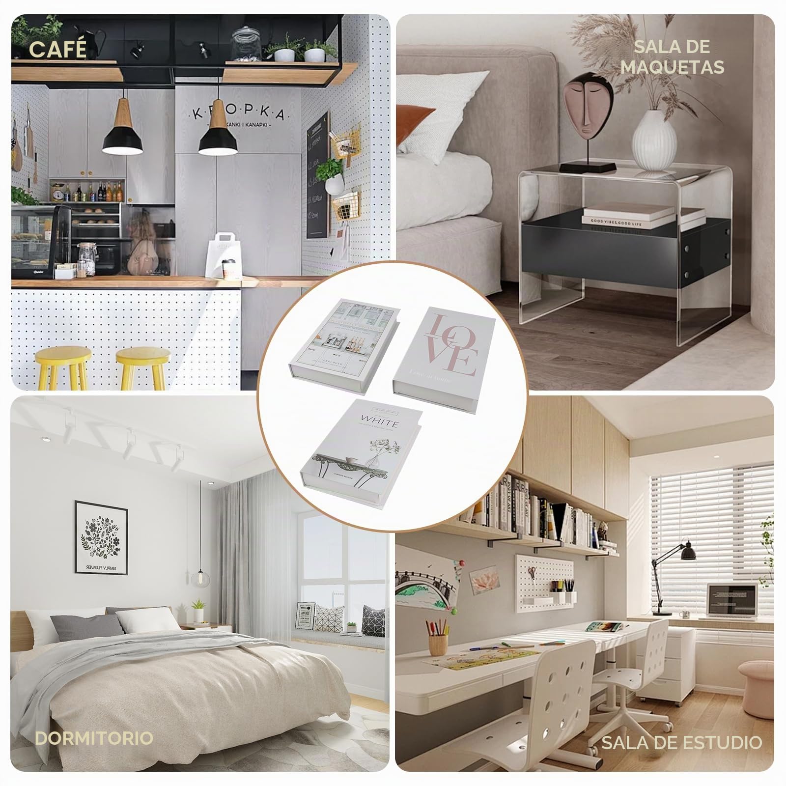 Juego de 3 Libros Decorativos Plegables, Libros Falsos para Decoración de Interiores Modernos, Decorativos para Hogar, Estanterías, Mesa de Café, Estantes, Oficina