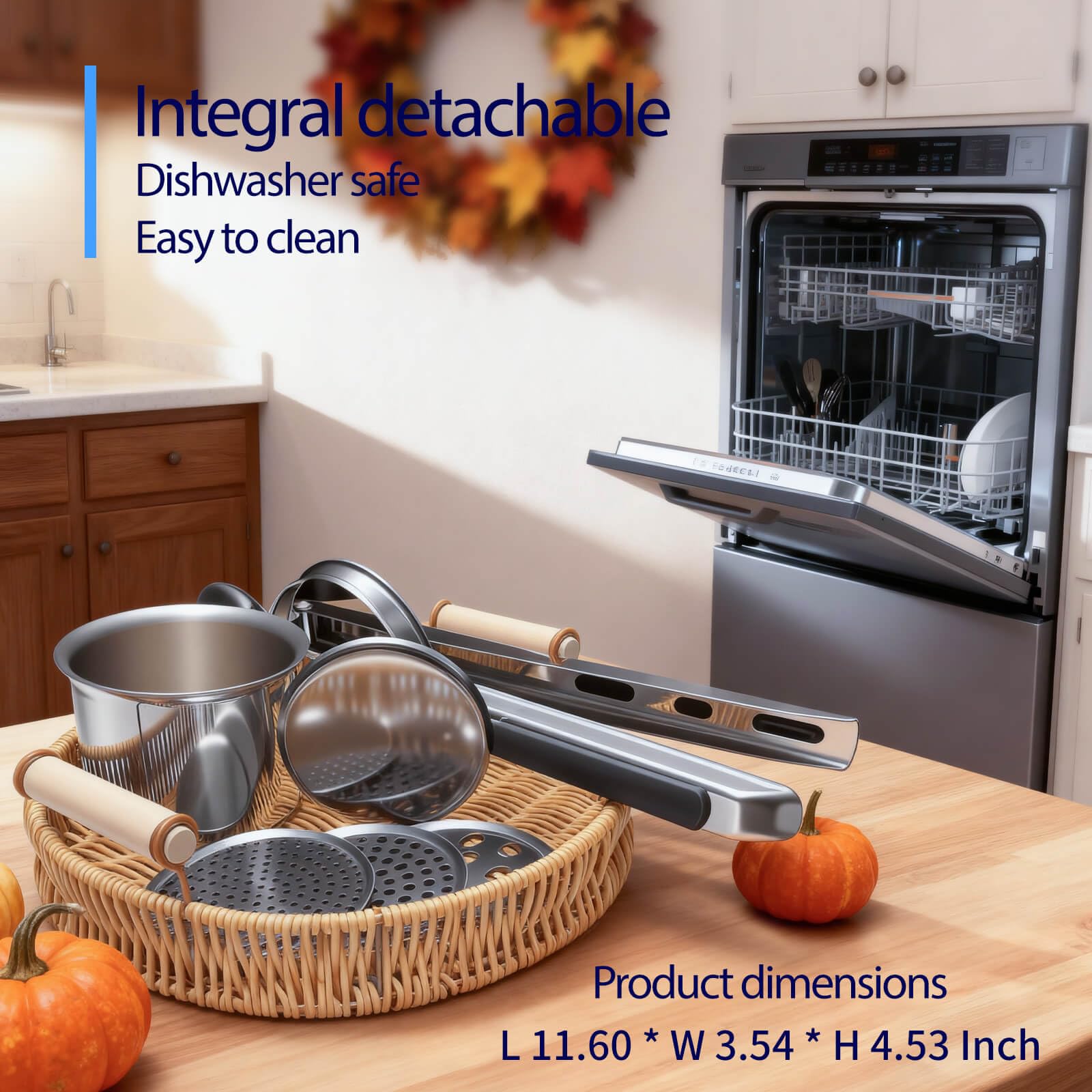 Presse-purée En Inox Avec éplucheur Et Brosse - Passe Lave-vaisselle, Capacité 15 Onces (env. 430 G) - 2