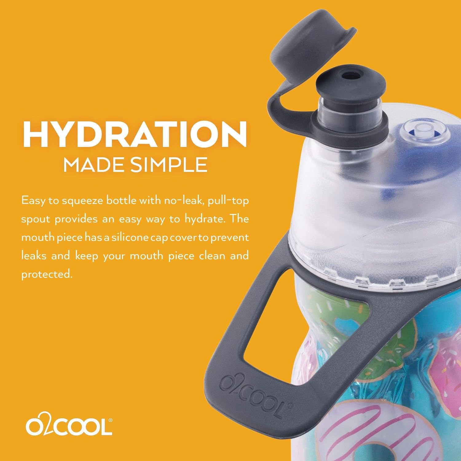 O2COOL Mist 'N Sip Misting Water Bottle 2-in-1 Mist And Sip Function With No Leak Pull Top Spout Kids Water Bottle Sports Water Bottle - 12 oz - Image 3