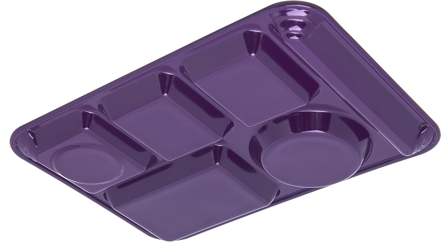 Carlisle FoodService Products Plastic Meal Tray Left-Handed Heavyweight Lunch Tray with 6-Compartments for Schools, Cafeterias, and Dining Halls, Melamine, 14 x 10 Inches, Purple, (Pack of 12)