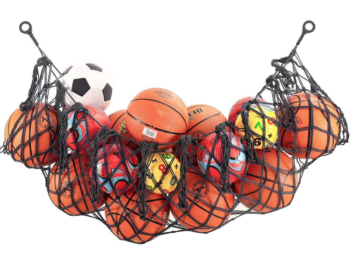 Filet de rangement pour ballons de sport, panier à suspendre pour basket-ball, volleyball, football, équipement de sport, sac de rangement en maille, filet de rangement pour ballons de garage