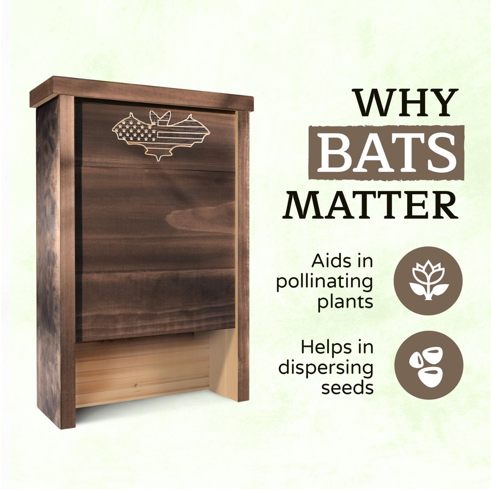 Snapklik.com : Made In USA- Brown Stained Pine Bat House, 2 Chamber Bat ...
