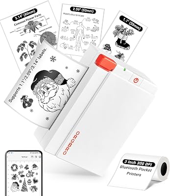 ORGBRO Mini Imprimante, X3 Thermique Bluetooth Imprimante Autocollante Portable, avec 1 Rouleau de Papier Thermique, 300DPI Petite Printer pour DIY Photos, Notes, Compatible iOS Android, Blanc