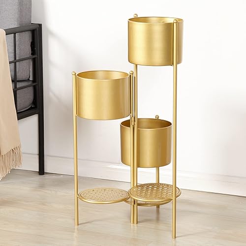 Miniatura 8 de SSS Furniture Soporte esquinero de metal para plantas de interior, 6 niveles y 6 macetas para exteriores, estantes para sala de estar, estante de