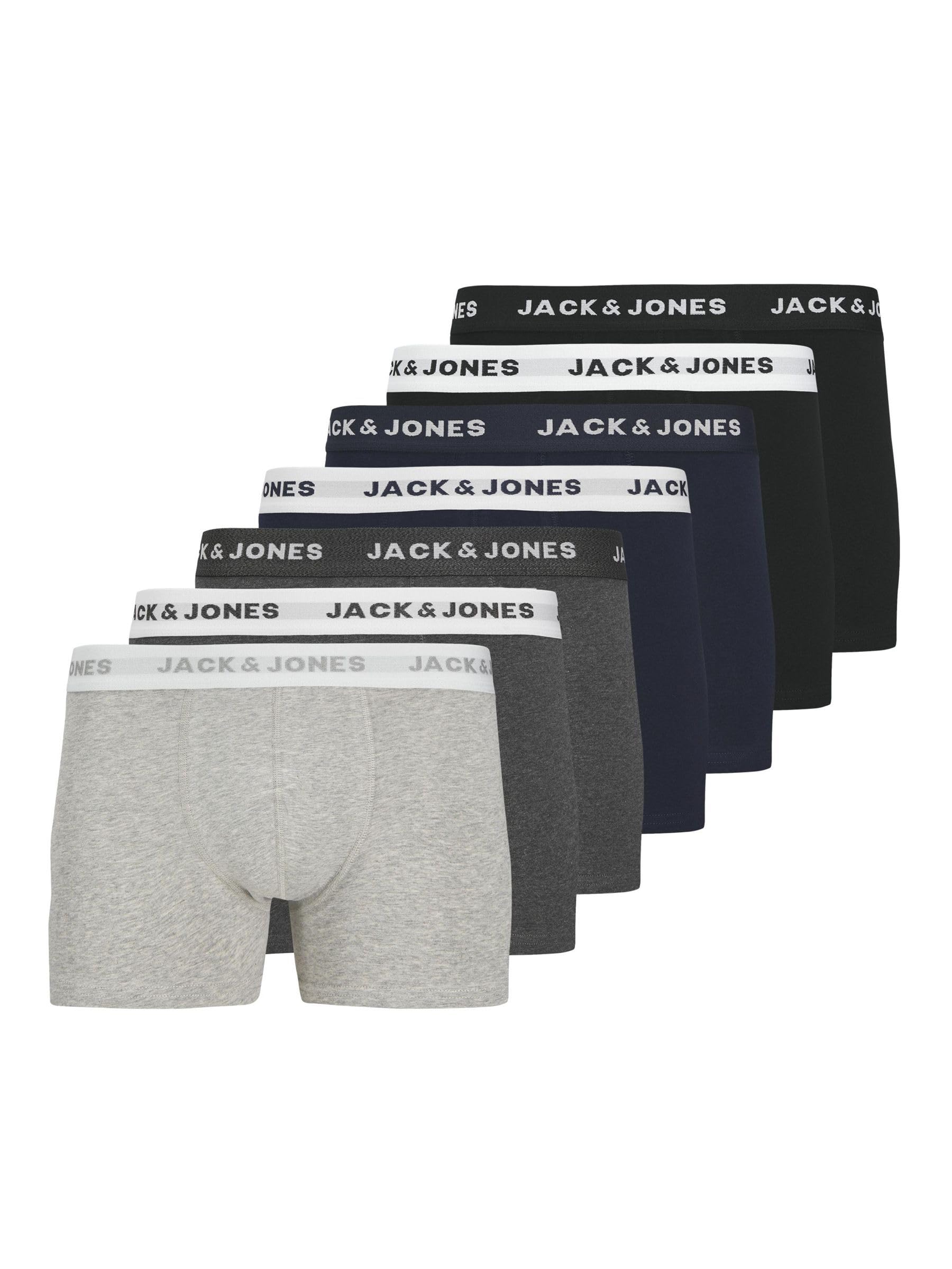 JACK & JONES Basic Trunks Boxershorts Men (7-pack: Light Grey/White/Black/Grey/Dark Blue) - M