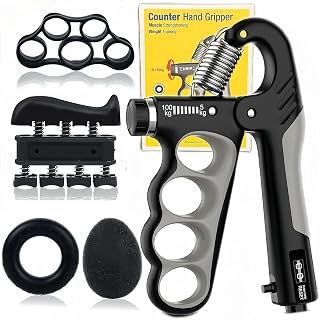 Handtrainer Fingertrainer,griffkraft trainer(5-teilig)，Verstellbarer Unterarmtrainer(5-100kg)，hand trainer，unterarm trainingsgerät，finger trainer，Fingertrainer Massagebällen für Handtherapie
