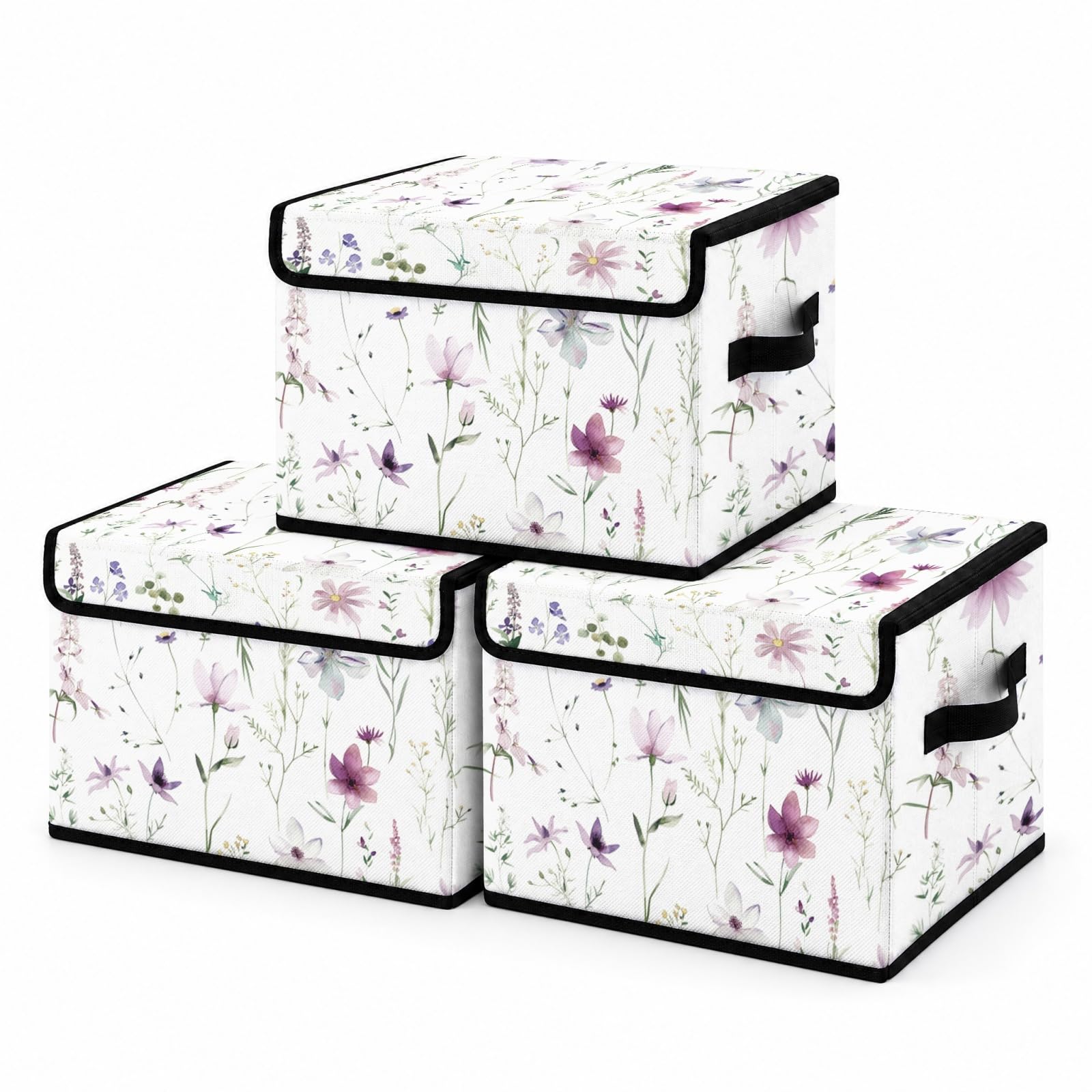 Stackable Clothes Storage Bins with Lids 3 Pack