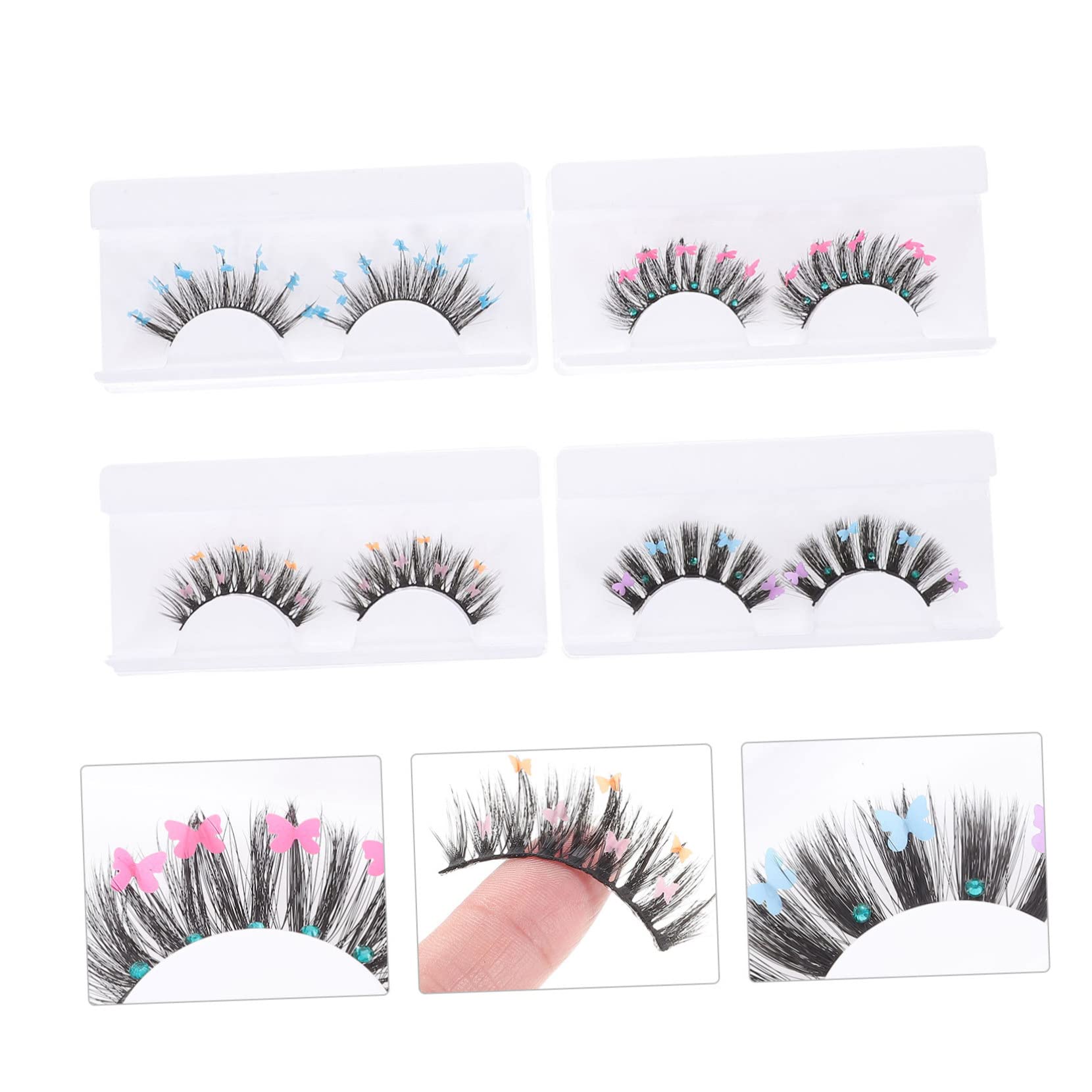 FOMIYES 3 Set Di Ciglia Finte Glitterate A Farfalla Riutilizzabili Ciglia Da Cosplay Drammatiche 4 Paia*3