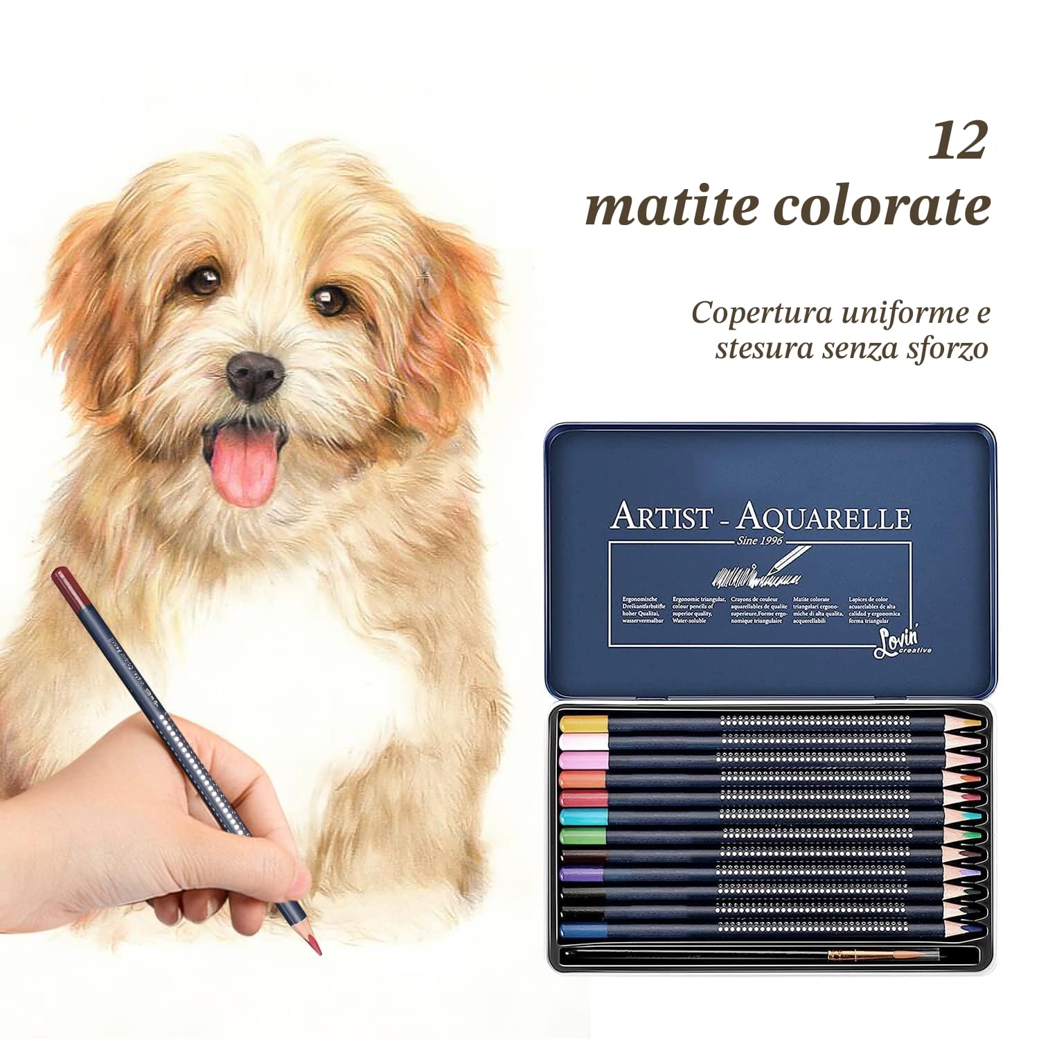 Cavalletto da Tavolo, Legno Regolabile Valigia con 55 Pezzi Set Pittura Contenere 24 Acrilico vernice, 12 Matite Colorate 10 Pennello e Altri Strumenti di Pittura