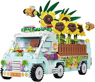 مكعبات بناء سيارة هامبورجر للأطفال من تويز لاند، مجموعة بناء صغيرة بأسلوب ستيم للعلوم والتكنولوجيا والهندسة والرياضيات، هدية للأولاد والبنات الصغار من سن 6 سنوات فما فوق، 490 قطعة (سيارة عباد الشمس)