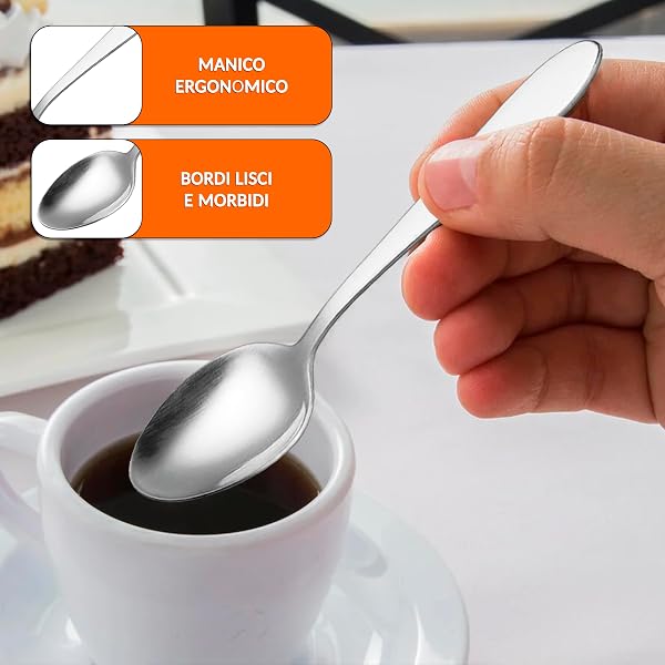 Cucchiaini da caffè piccoli in acciaio inox 12 cm – Resistenti e brillanti – Ideali per espresso e cappuccino – Perfetti per casa, bar e ristoranti (24 Pezzi) - 4