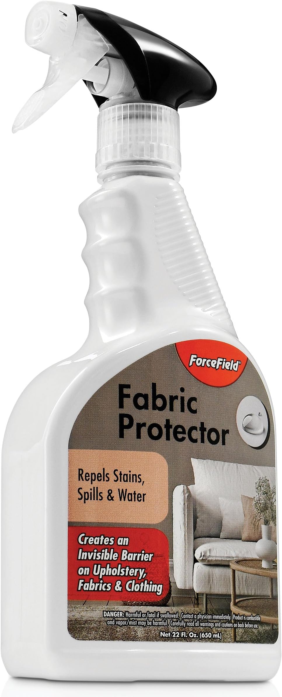 ForceField Fabric Protector Spray – Long-Lasting, Non-Toxic Water & Stain Repellent – Safe for All Fabrics – Indoor & Outdoor Use – 22 oz