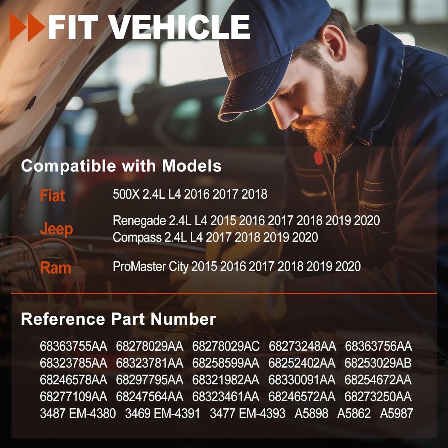 3PCS Engine Motor Mount Set for Jeep Renegade 2015-2020, Compass 2017-2020, for Fiat 500X 2.4L L4 2016-2018, for Ram Promaster City 2015-2020 Replaces# 68363756AA, 68258599AA, 68363755AA